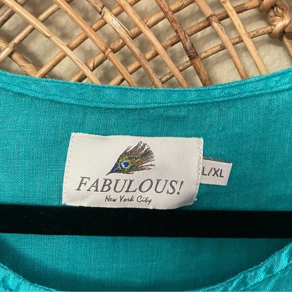 Fabulous! 100% Linen Top Blouse Coastal Lagenlook Minimalist Women's Sz L/XL B18 - Picture 3 of 8